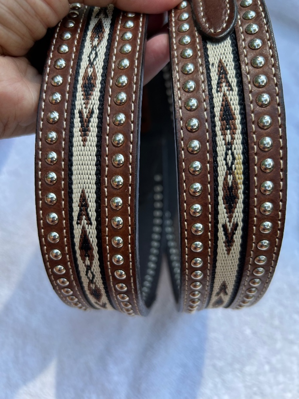 nocona top hand brown black southwest studded overlay belt n2475902